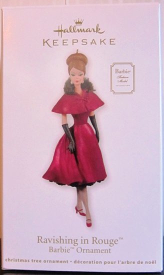 (image for) Hallmark Keepsake Ravishing In Rouge Barbie Ornament - Click Image to Close
