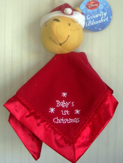(image for) Winnie The Pooh Security Blanket Baby's First Christmas - Click Image to Close