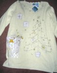 (image for) Womens Tunic Ugly Christmas Sweater Cream Off White Large