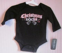 (image for) Christmas Rocks Creeper Long Sleeve Onepiece Black Guitars 6M
