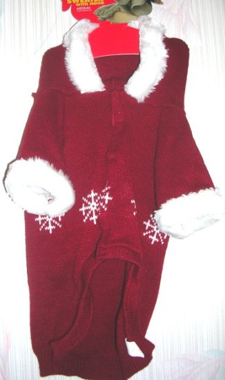 (image for) Pet Dog Sweater with Hood Medium Red - Click Image to Close
