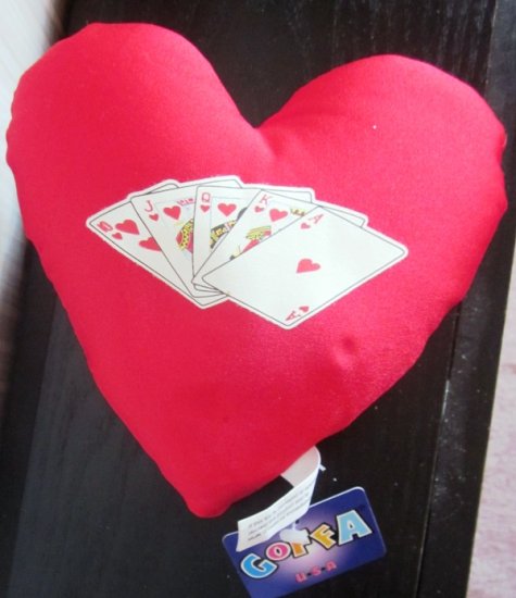 (image for) Poker Royal Flush Heart Shaped Pillow by Goffa - Click Image to Close