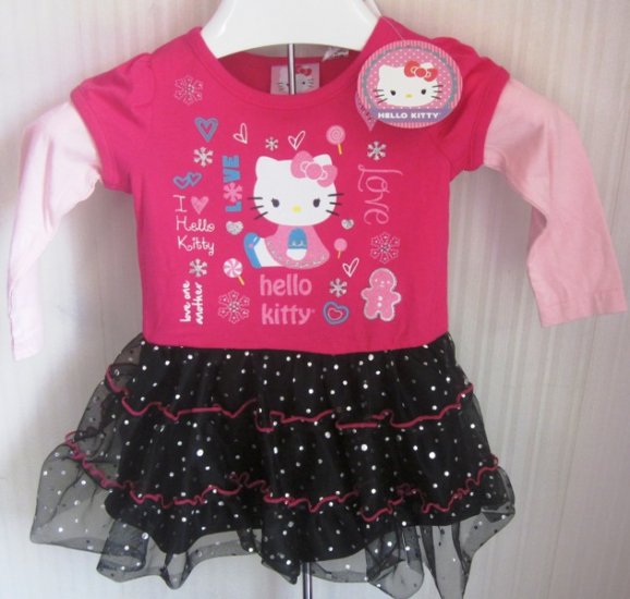 (image for) Hello Kitty tutu dress black tulle skirt 18 Months - Click Image to Close