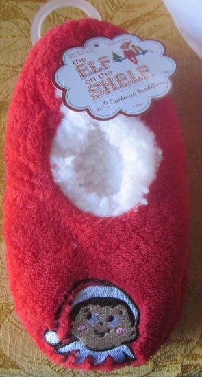 (image for) Elf On Shelf Fuzzy Slipper Socks Booties - Click Image to Close