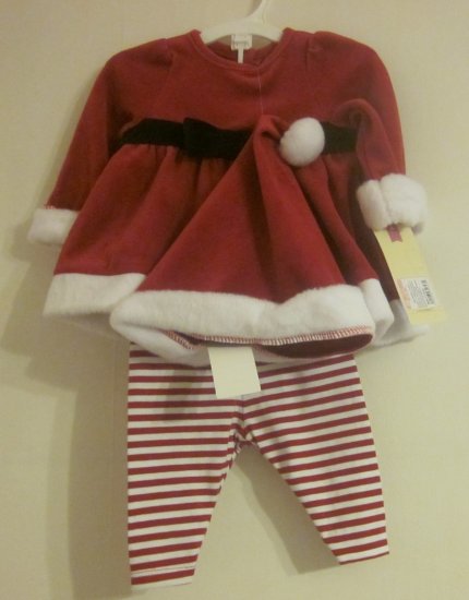 (image for) Velvet Girls Santa 3 Piece Outfit Cherokee 3-6 months - Click Image to Close