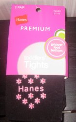 (image for) Hanes Infant Tights Black 9-18 Grip Foot