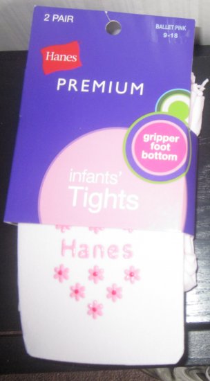 (image for) Hanes Infant Tights Pink 0-9 Grip Foot Bottom - Click Image to Close