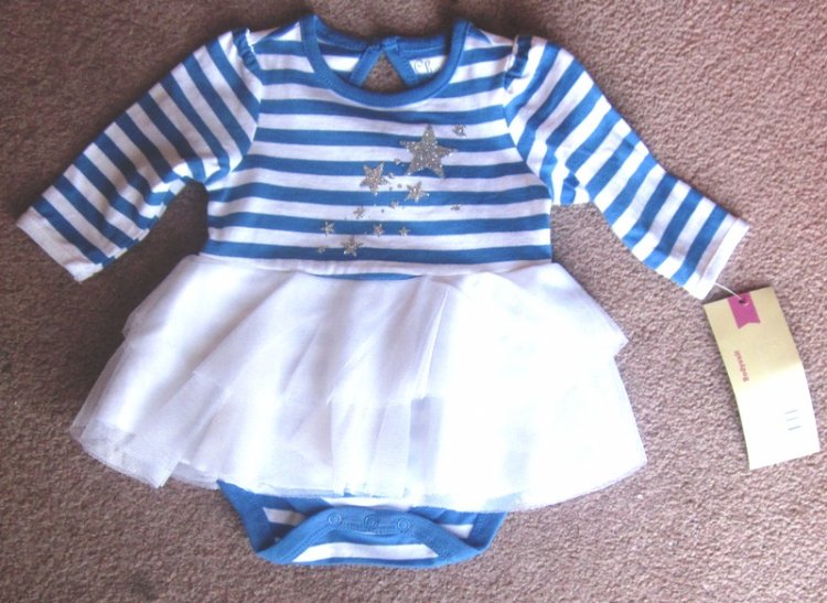 (image for) Bodysuit Tutu Stars Blue Striped Cherokee 9M 9 Months - Click Image to Close