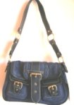 (image for) Purse Pocketbook Handbag Double Pocket Faux Suede Blue