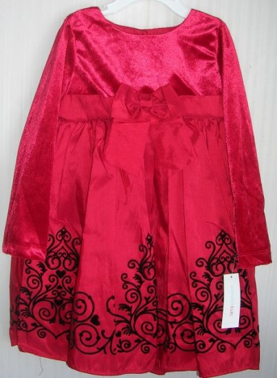 (image for) Wonderkids Red and Black Velvet Dress 3T - Click Image to Close