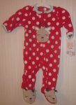(image for) Newborn Girl's Reindeer Footed One Piece