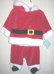 (image for) Boys Christmas Holiday Santa Suit Hooded 0-3 months