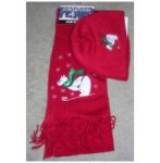 (image for) Womens Polar Bear Red Scarf and Hat Set