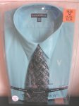 (image for) Knightsbridge Mens Dress Shirt and Tie Set Light Sky Blue