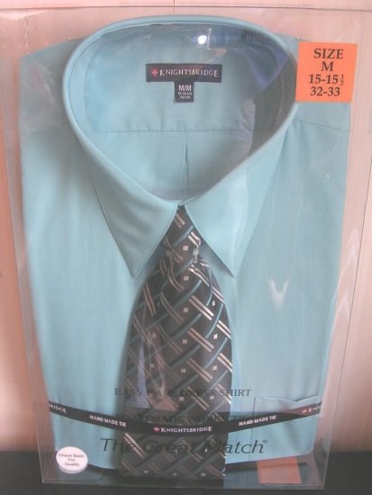 (image for) Knightsbridge Mens Dress Shirt and Tie Set Light Sky Blue - Click Image to Close