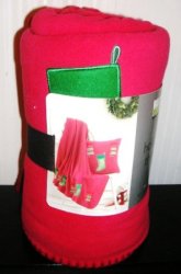 (image for) Martha Stewart Holiday Throw Blanket Red Stockings Fleece 50X60