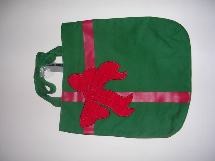 (image for) Christmas Canvas Tote Bag Purse Present Gift Green - Click Image to Close