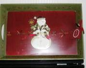 (image for) Wood Tray Snowman Tracy Jingle Bell - Click Image to Close