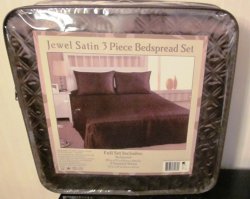 (image for) Jewel Satin 3 Piece Bedspread Set Brown Full