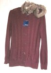 (image for) Cardigan Women's Small Basic Editions Faux Fur Trimmed Hood