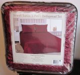 (image for) Jewel Satin 3 Piece Bedspread Set Burgundy Wine Full