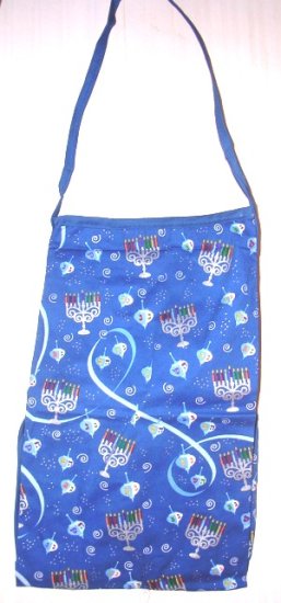 (image for) Chanukah Blue Apron with Pocket Driedels and Menorah - Click Image to Close