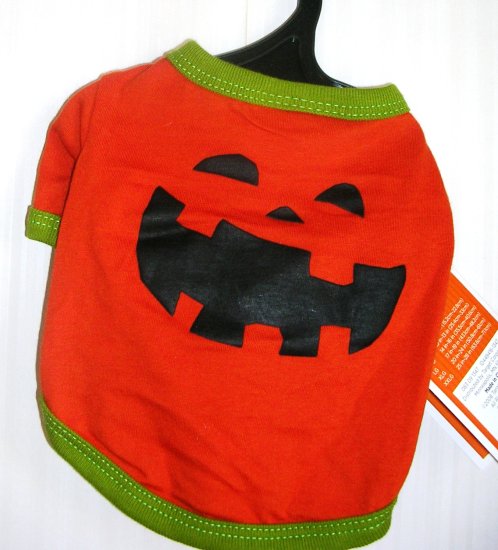 (image for) Dog Pet Costume Outfit Pumpkin Tee T Shirt XSmall - Click Image to Close