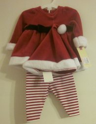 (image for) Velvet Girls Santa 3 Piece Outfit Cherokee Newborn