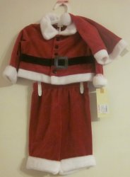 (image for) Velvet Santa Suit Outfit 3 Pieces Cherokee 0-3 months