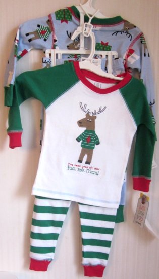 (image for) Carter's Just One You Pajamas Pjs Reindeer 12M 2 pair - Click Image to Close