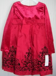 (image for) Wonderkids Red and Black Velvet Dress 18 Mths
