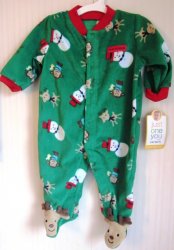 (image for) Carter\'s Just One You My FIrst Christmas Sleep and Play Green NB