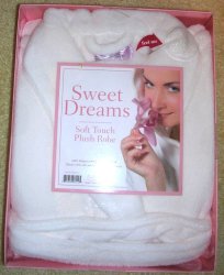 (image for) Women\'s Plush White Robe Bathrobe Sweet Dreams