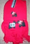 (image for) Womens Red Scarf and Hat Set with Dog