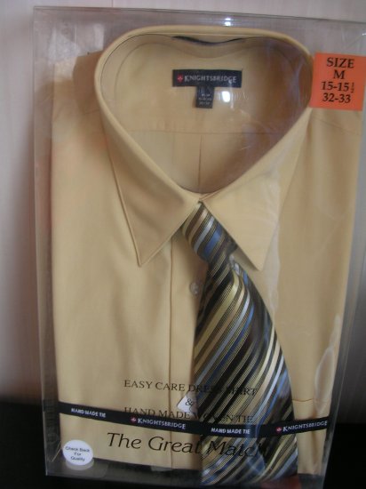 (image for) Knightsbridge Mens Dress Shirt and Tie Set Tan - Click Image to Close