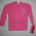 (image for) Girls Button Hooded Sweater 12 Months Pink