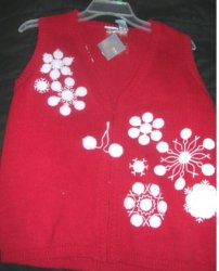 (image for) Snowflakes Red Ugly Tacky Christmas Sweater Vest Womens Xlarge